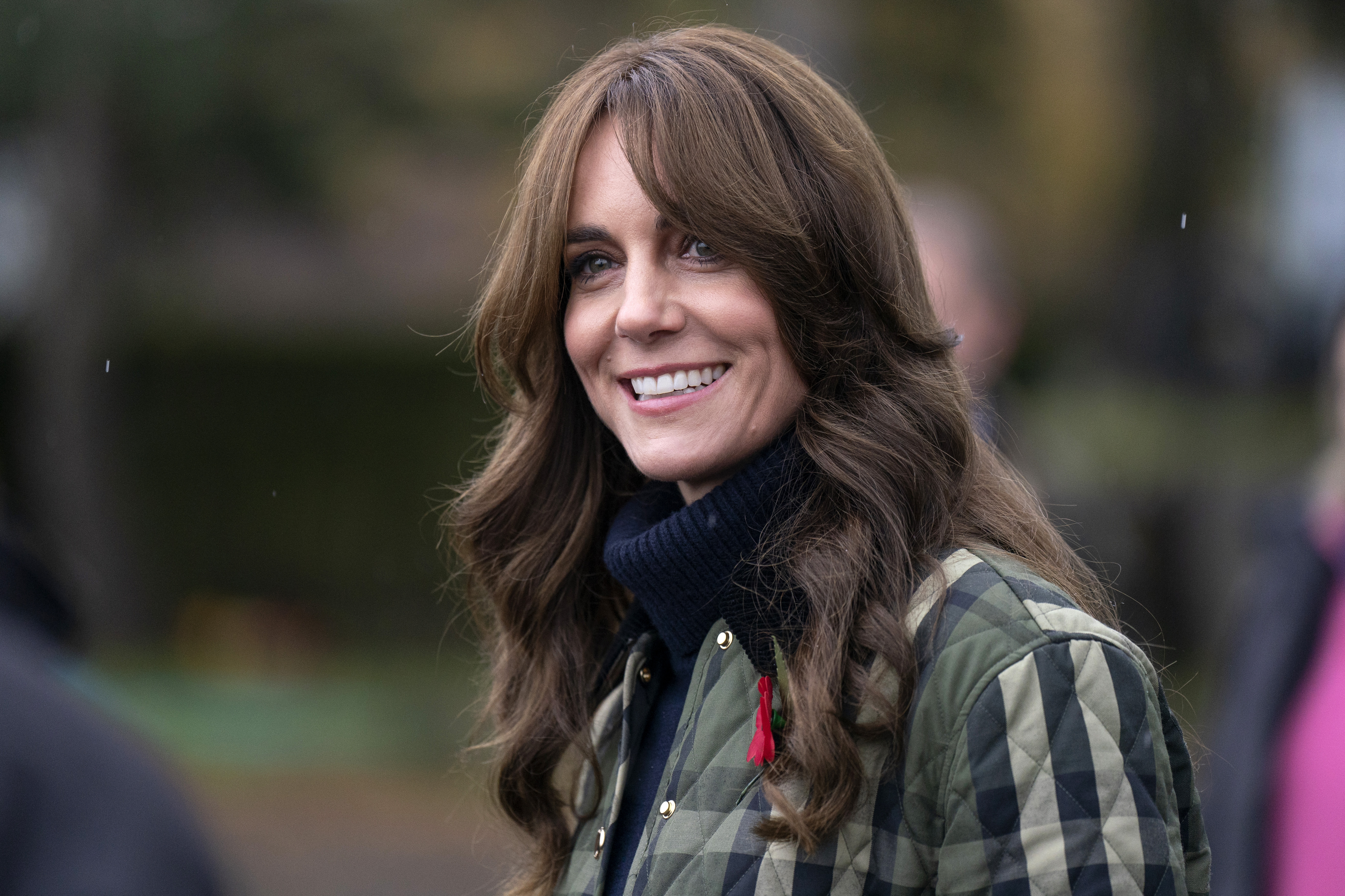 Catherine, Princess of Wales, known as the Duchess of Rothesay when in Scotland, meets farmers at Brodieshill Farm, Moray, Scotland, to learn about efforts being made to better support the mental health and wellbeing of young people on November 02, 2023 in Moray, Scotland. Prince William, Duke of Rothesay and Catherine, Duchess of Rothesay are visiting Scotland to meet organisations supporting rural communities and those working provide mental health support to young people through access to the outdoors and practical learning.