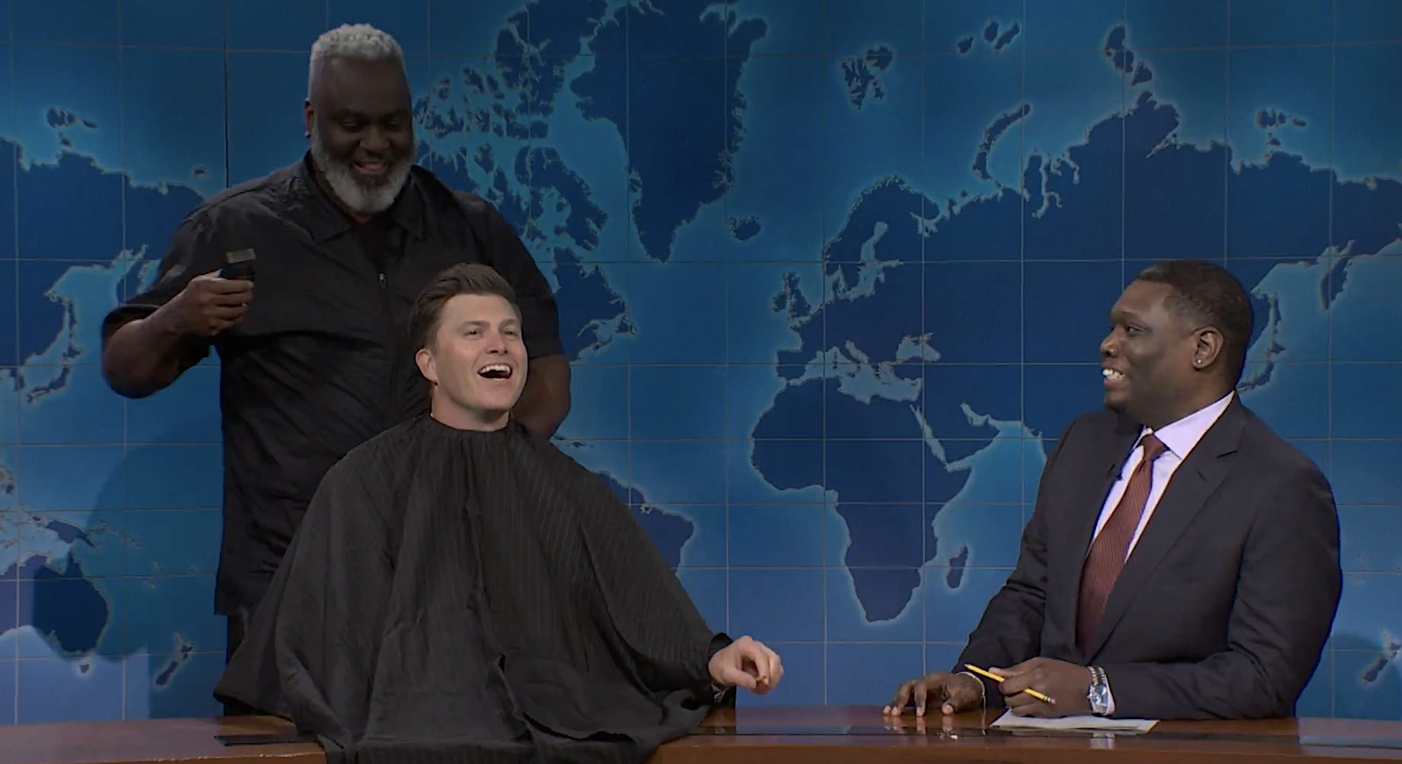 Colin Jost Is Nearly Forced to Shave His Hair Live on SNL 1